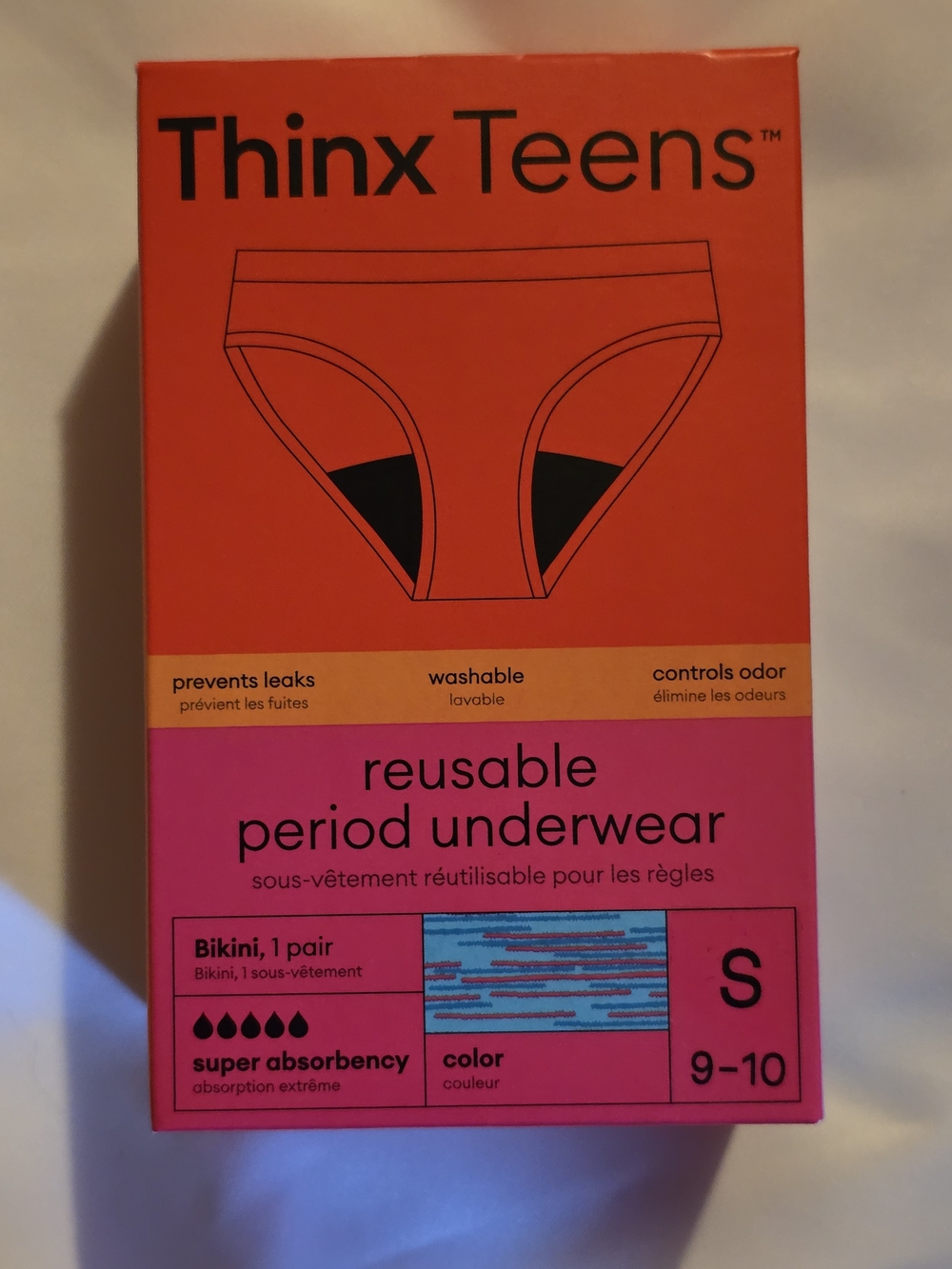 Thinx Teens Bikini Period Underwear — Pink & Blue Graphic